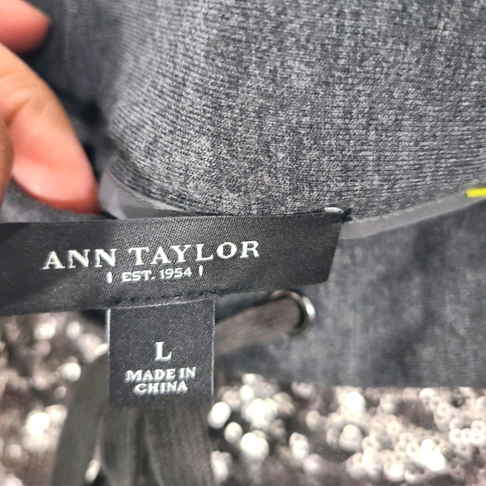 Ann‎ Taylor Women's Size Large L Grey Sequin Mini Skirt Front Tie Pockets - Picture 4 of 4